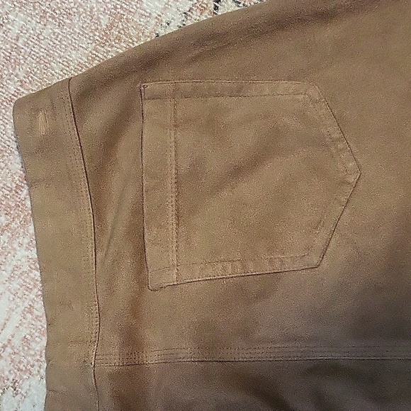 Max Studio Tan Faux Suede Elastic Waist Pants Leggings Size S - Picture 6 of 14